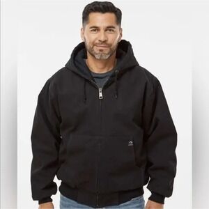 Dri Duck Waterproof Hooded Canvas Jacket L Black CarHart Style with Logo
